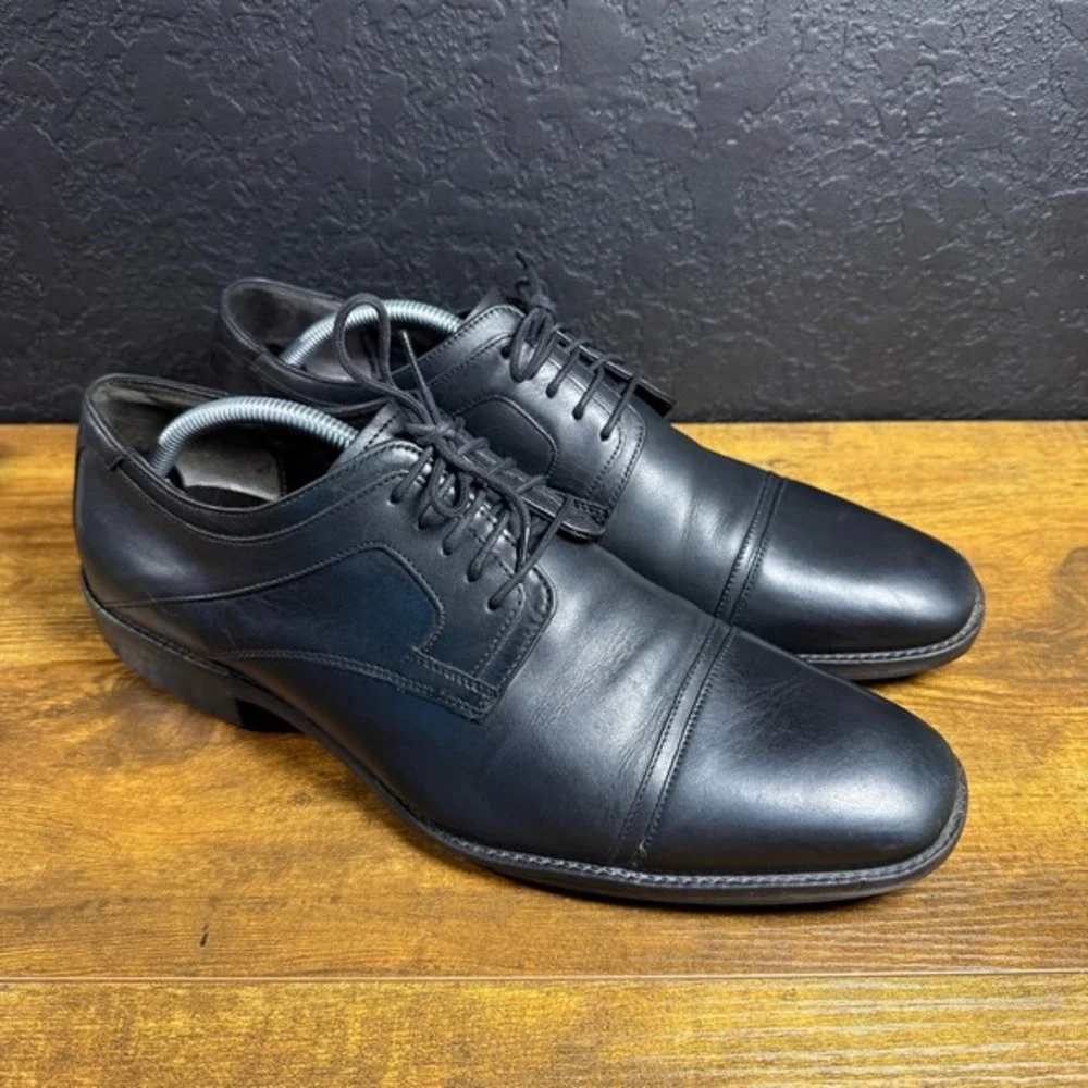 Johnston & Murphy Conard 20-1277 Black Leather‎ Cap Toe Oxford Mens 12M